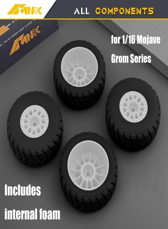 NMNRC Pre Glued Wheel and Tire Plastic Rim Rubber for Arrma 1/16 Mojave Grom RC Car Upgrades Part White - Image 3